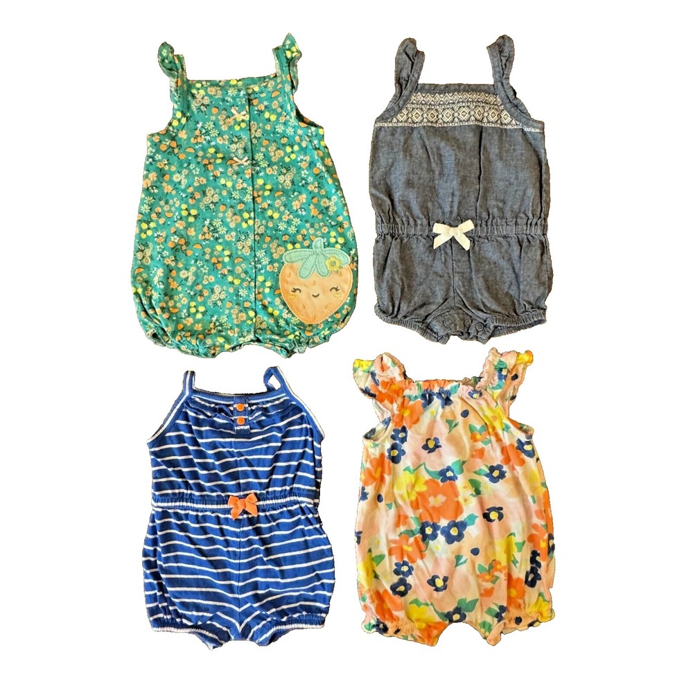 Carters Baby Girl Clothes Lot 3 Months Rompers Outfits Summer Bundle Strawberry